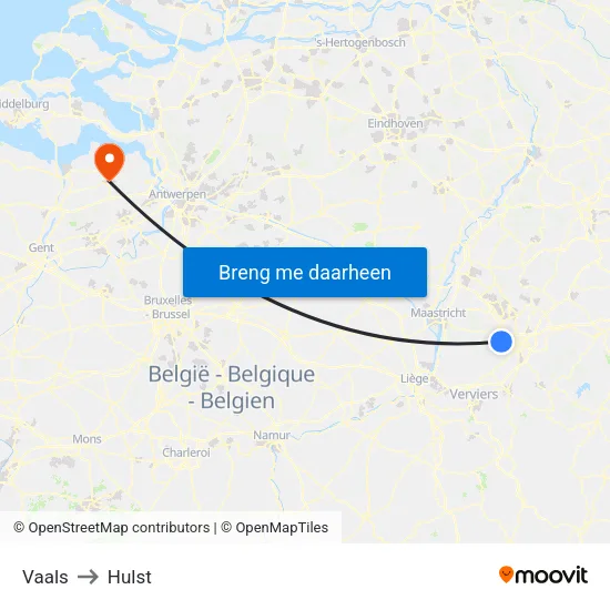 Vaals to Hulst map