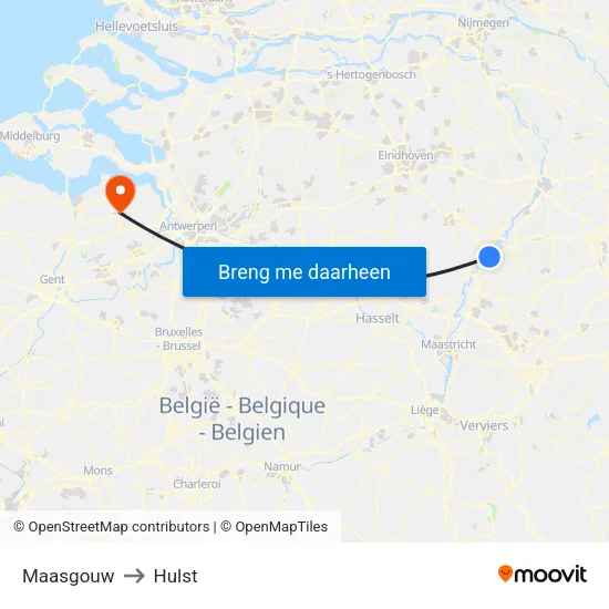 Maasgouw to Hulst map