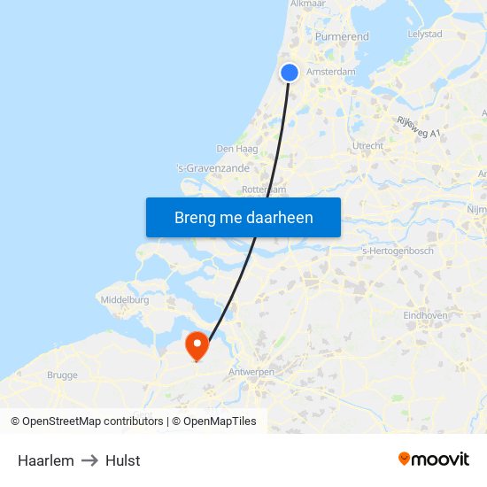 Haarlem to Hulst map
