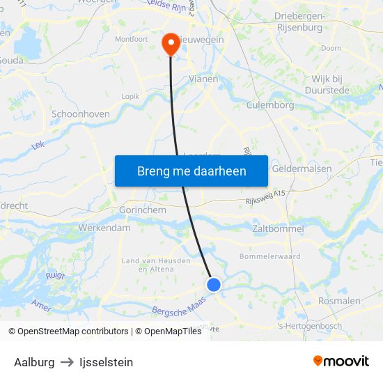 Aalburg to Ijsselstein map
