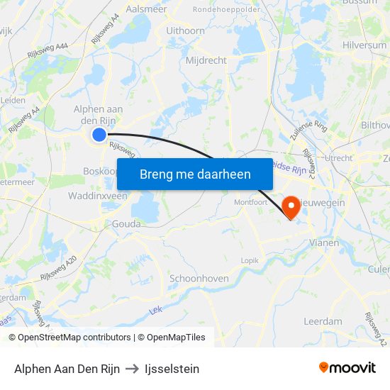 Alphen Aan Den Rijn to Ijsselstein map