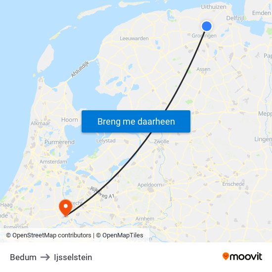 Bedum to Ijsselstein map