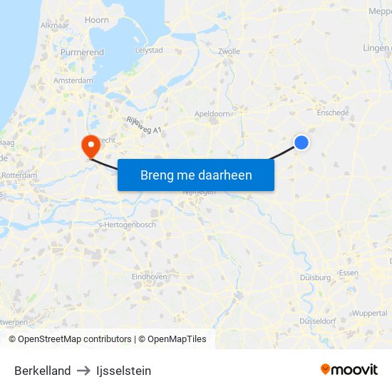 Berkelland to Ijsselstein map