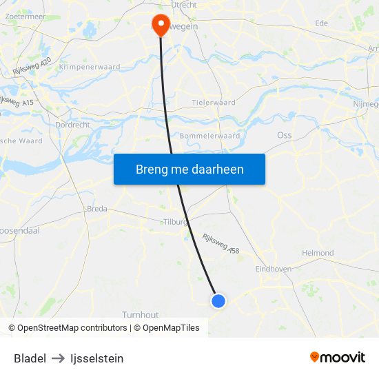 Bladel to Ijsselstein map