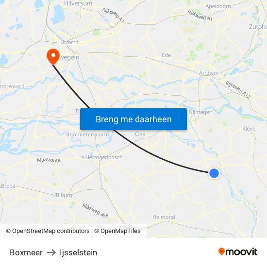 Boxmeer to Ijsselstein map