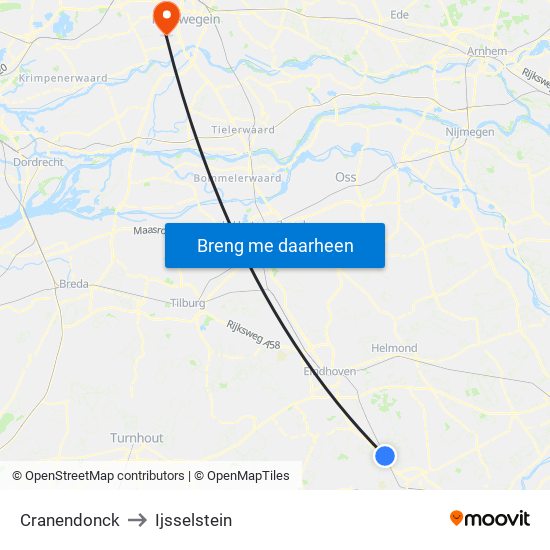 Cranendonck to Ijsselstein map