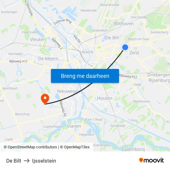 De Bilt to Ijsselstein map