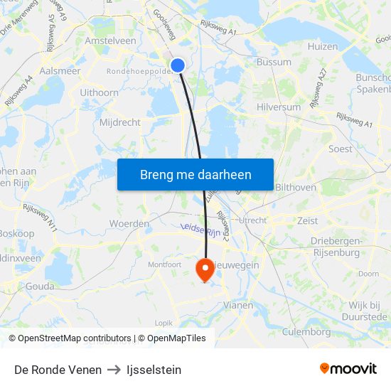 De Ronde Venen to Ijsselstein map