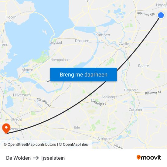 De Wolden to Ijsselstein map