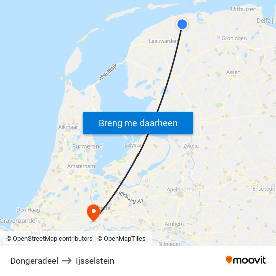 Dongeradeel to Ijsselstein map