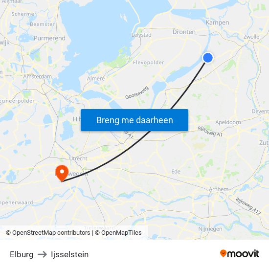 Elburg to Ijsselstein map