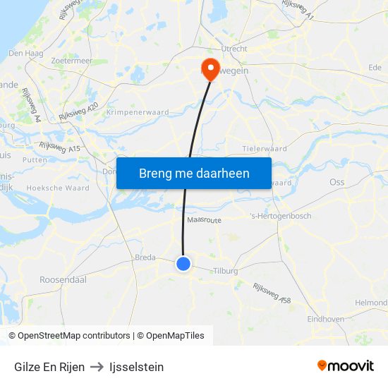 Gilze En Rijen to Ijsselstein map