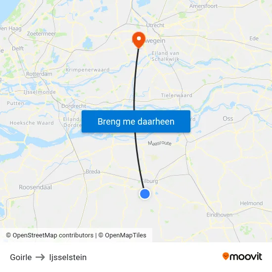 Goirle to Ijsselstein map