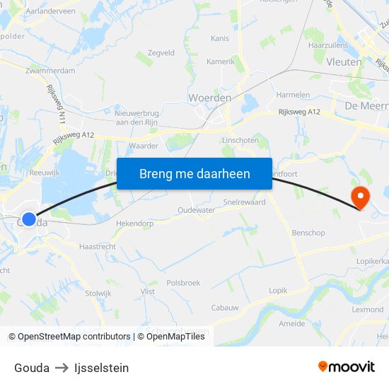 Gouda to Ijsselstein map