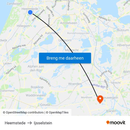 Heemstede to Ijsselstein map