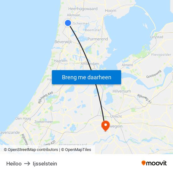 Heiloo to Ijsselstein map