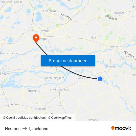 Heumen to Ijsselstein map