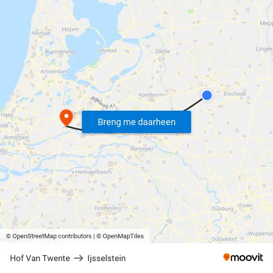 Hof Van Twente to Ijsselstein map