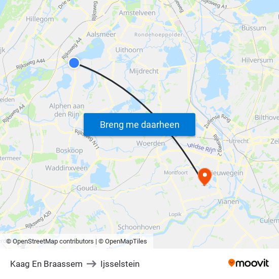 Kaag En Braassem to Ijsselstein map