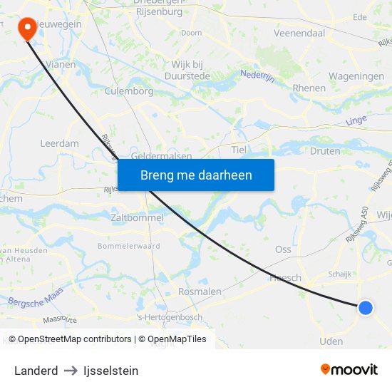 Landerd to Ijsselstein map