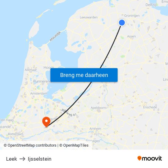 Leek to Ijsselstein map