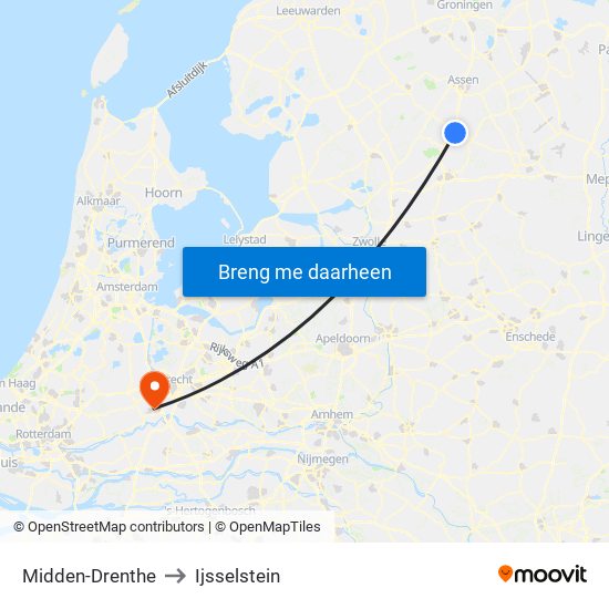 Midden-Drenthe to Ijsselstein map