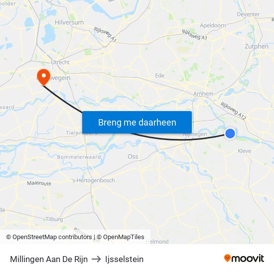 Millingen Aan De Rijn to Ijsselstein map