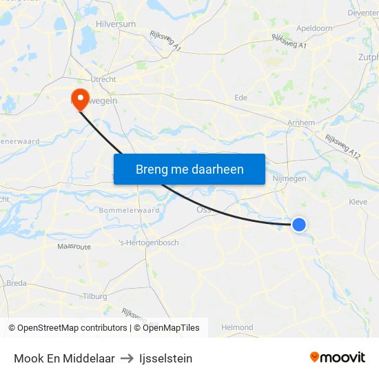 Mook En Middelaar to Ijsselstein map