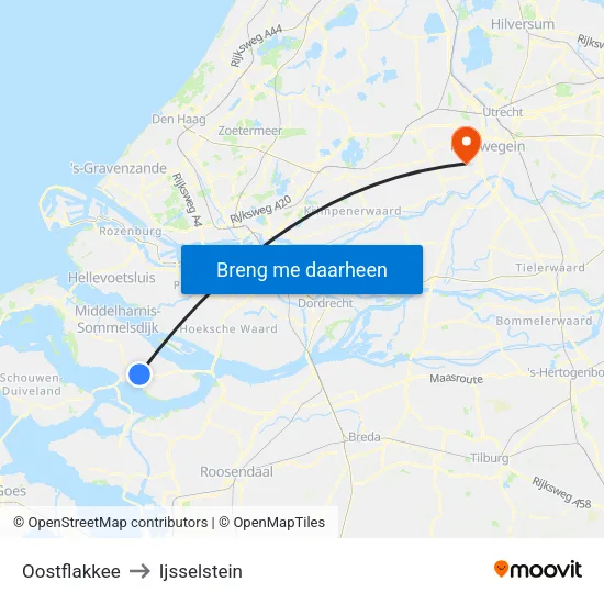 Oostflakkee to Ijsselstein map