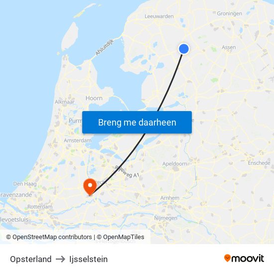 Opsterland to Ijsselstein map