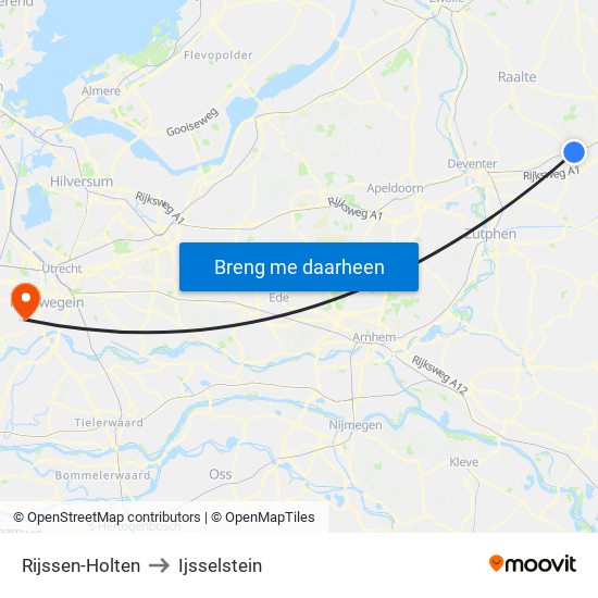 Rijssen-Holten to Ijsselstein map