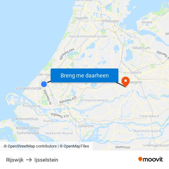 Rijswijk to Ijsselstein map