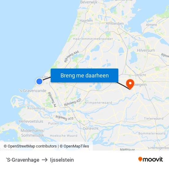 'S-Gravenhage to Ijsselstein map