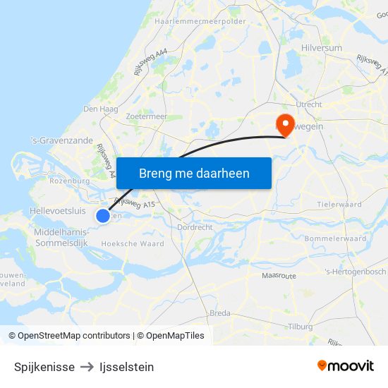 Spijkenisse to Ijsselstein map