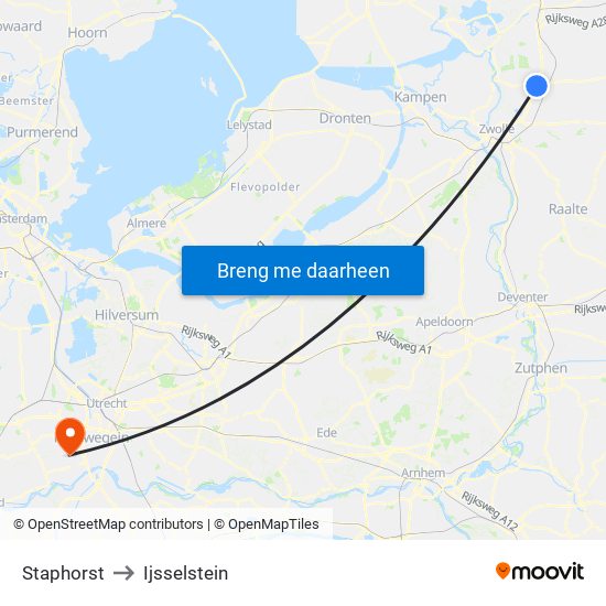 Staphorst to Ijsselstein map