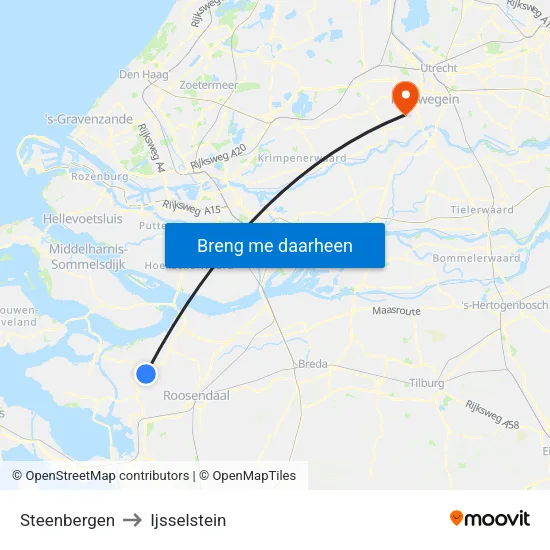 Steenbergen to Ijsselstein map