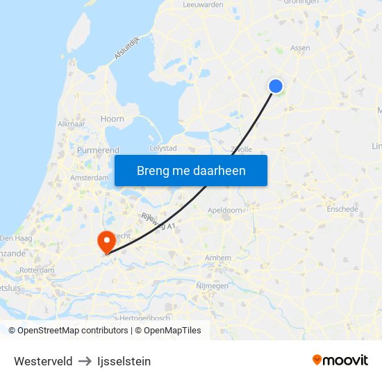 Westerveld to Ijsselstein map