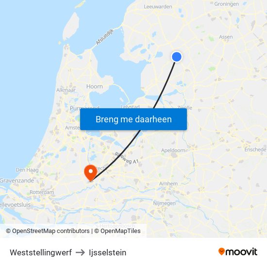 Weststellingwerf to Ijsselstein map