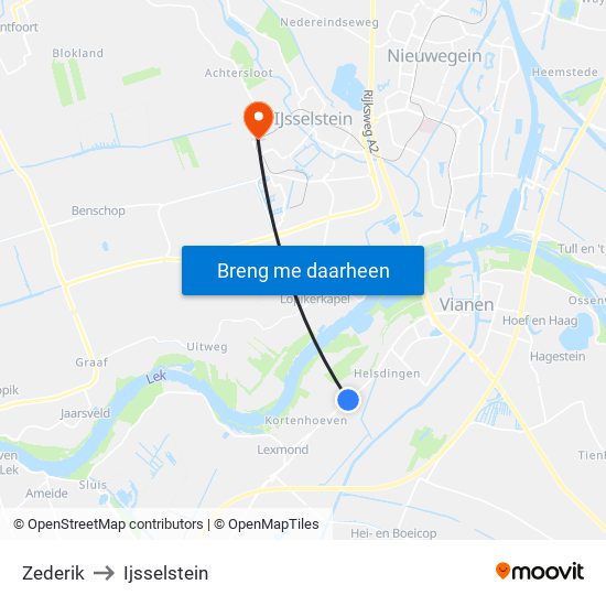 Zederik to Ijsselstein map