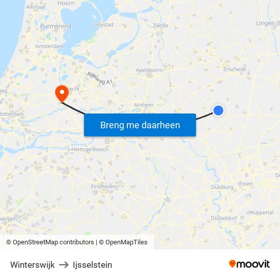 Winterswijk to Ijsselstein map