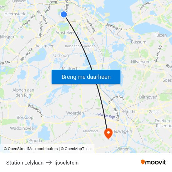 Station Lelylaan to Ijsselstein map