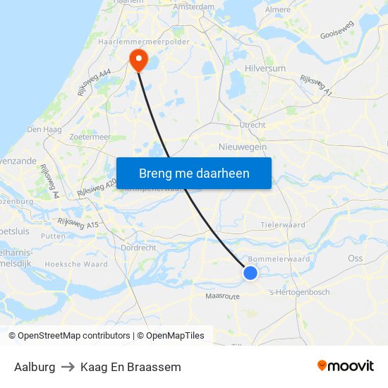 Aalburg to Kaag En Braassem map
