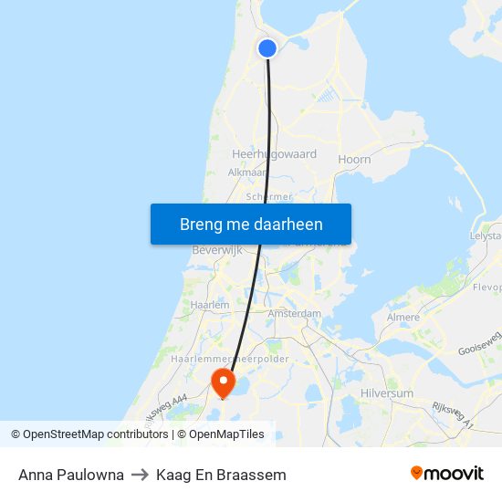 Anna Paulowna to Kaag En Braassem map