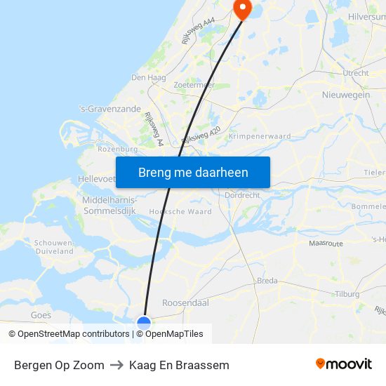 Bergen Op Zoom to Kaag En Braassem map