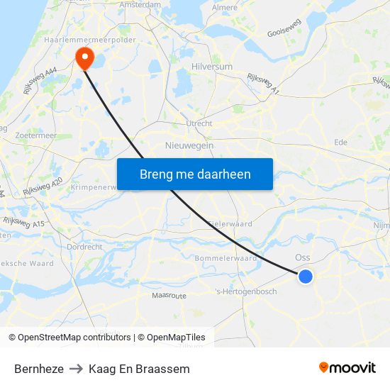 Bernheze to Kaag En Braassem map
