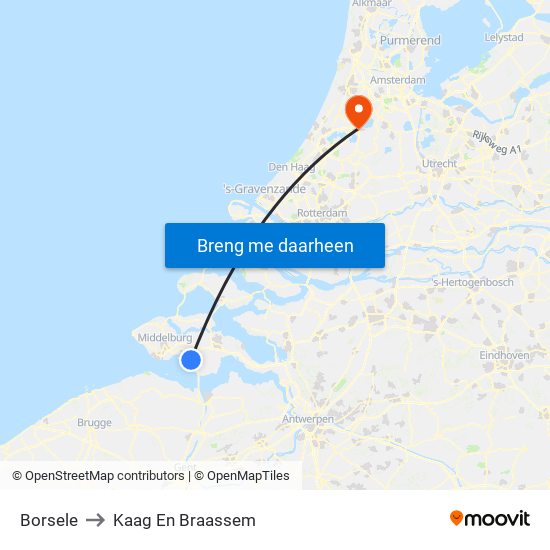 Borsele to Kaag En Braassem map