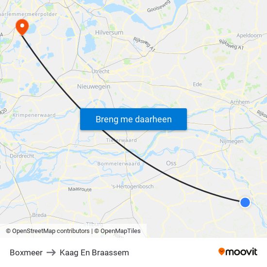 Boxmeer to Kaag En Braassem map