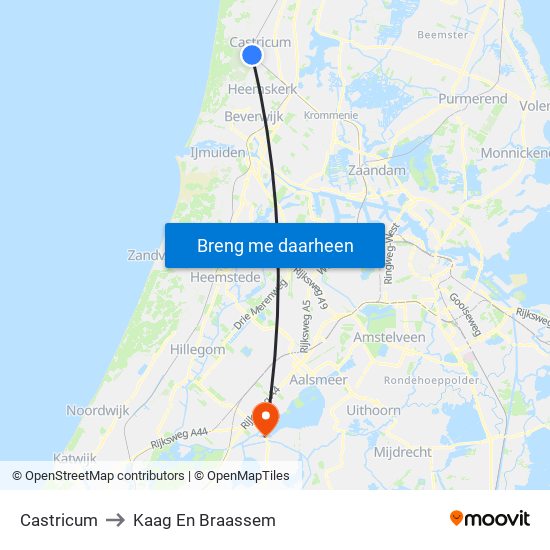 Castricum to Kaag En Braassem map