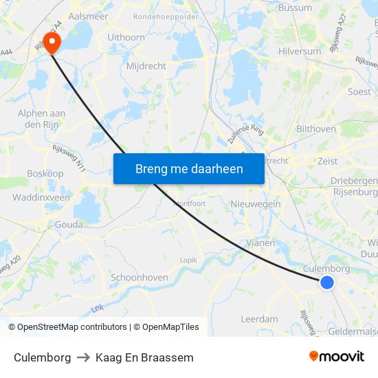 Culemborg to Kaag En Braassem map