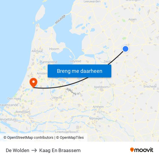 De Wolden to Kaag En Braassem map